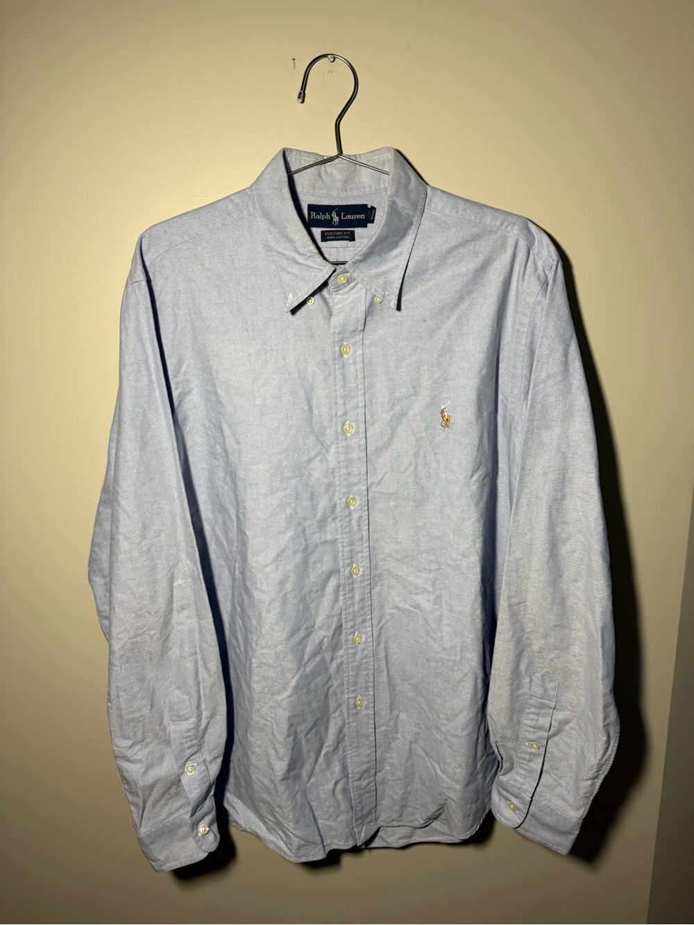 VTG Polo Ralph Lauren Light Blue Oxford Button-Down Shirt Flesh Pony